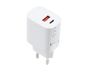 Kućni punjač Fast Asia 20W USB-A i USB-C beli