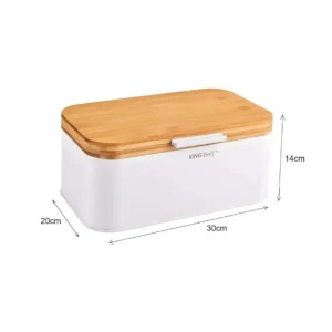 Kutija za hleb metal bambus 30x20x14cm bela Kinghoff KH1795 - Img 2