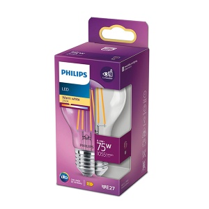 LED sijalica classic Philips 8,5W(75W) E27 WW 2700K A60 CL ND RFSRT/4 - Img 2