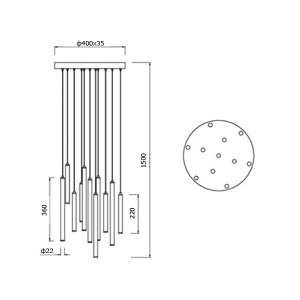 Led visilica Tubular 11x2,8W Trio Lighting 321691132 - Img 3