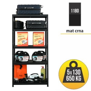 Metalna polica MAT CRNA 180x90x40 5x130kg