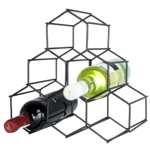Metalna polica za vino 29,5 x 14,5 x 28,5 cm crna Vilde 229059