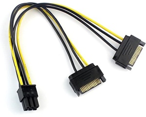 Naponski adapter za grafičku PCI-E 6-pin na 2x SATA crni E-Green