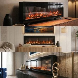 Pametni električni kamin Prosto 1800W ugradni/nazidni/samostojeći multikolor 152,4x12,8x35cm - Img 3