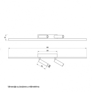 Plafonjera Vesta 481 22W+2x3W 3000K Crna 201445 - Img 3