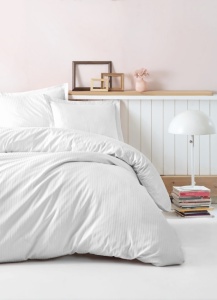 Posteljina CB Elegant Stripe Saten Beyaz 032456