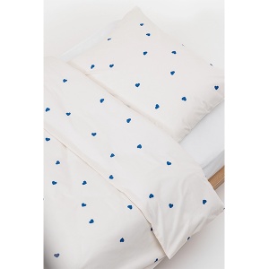 Posteljina Set 2 dela 140x200cm pamuk Srca bela plava
