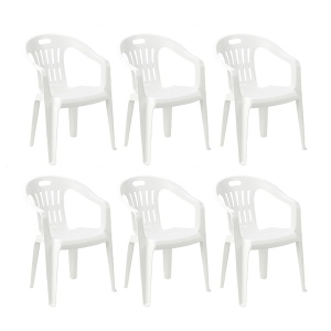 Set plastičnih stolica 6kom bela 56x55x78cm Ipae ProGarden Piona 029087-862401