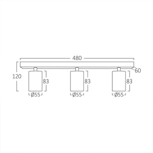 Spot lampa 3xGU10 48x12x6cm Braytron BH04-00836 - Img 3