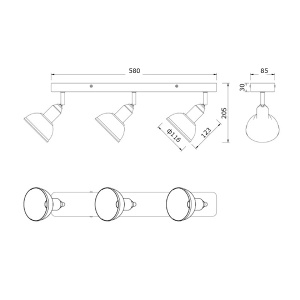 Spot lampa Delhi 3xE14 Trio Lighting 803400367 - Img 2