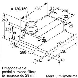 Teleskopski aspirator 60cm serija 4 Bosch DFM064A53 - Img 4