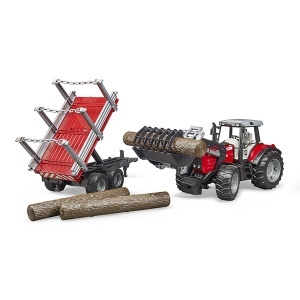 Traktor MF sa prikolicom i drvima Bruder 020460 - Img 2
