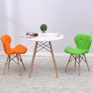 Trpezarijski okrugli sto 90 cm sa drvenim nogarima Skandi beli Lemon 25-KS001 - Img 3