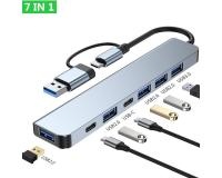 USB Tip-C hub E-Green, 5x USB 3.0 + 2x Tip-C - Img 2