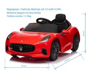 Auto Na Akumulator Maserati 12v Bbh-050 Crveni BBO BBH-050RED - Img 2