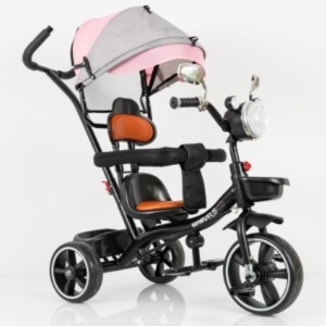 Dečiji tricikl sa tendom i pedalama pink BCK0327 - Img 3