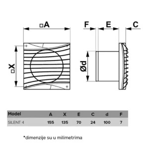 Izduvni ventilator sa tajmerom i senzorom 8.4W SILENT4CMR - Img 2