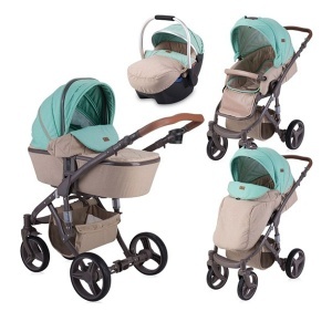 Kolica za bebe Rimini set Beige and Green Dots Lorelli 10021051966P