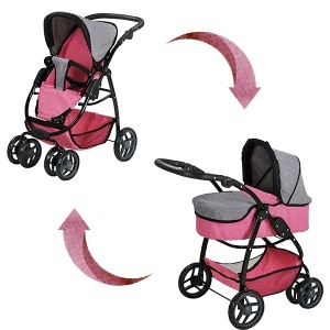 Kolica za lutke Coco Jeans Pink 55x43x81cm Knorr 90720 - Img 2
