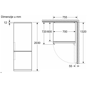 Kombinovani frižider 203x60cm serija 4 Bosch KGN39VLCT - Img 4