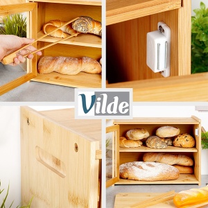 Kutija za hleb 2 nivoa bambus 40x20x31cm Vilde 229197 - Img 3