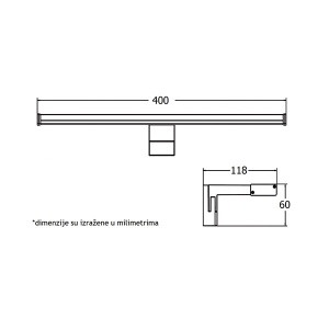 Lampa led kocka 40cm crna 300054 - Img 2