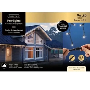 Novogodišnja led rasveta 3,6 m toplo bela 96 l funkcija treperenja Pro-lights icicle Lumineo 493758 - Img 1