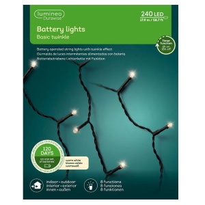 Novogodišnje led lampice na baterije 17,9 m 240 L toplo bela Twinkle Lumineo 497251