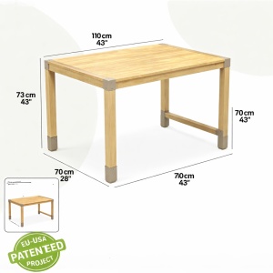 Pravougaoni drveni sto 64 x 100 x 73 cm bež Fixwood Fix-2054 - Img 2
