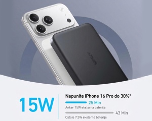 Prenosni bežični power bank MagGo crni Anker 10000mAh 15W MagSafe - Img 4