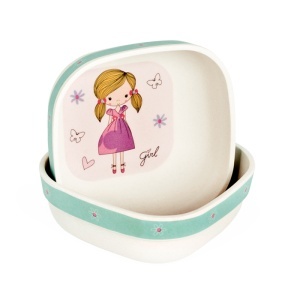 Set četvrtastih činija za decu Fashion girl BigBamBoo BB203-1