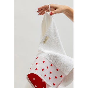 Set peškira 2kom Srce 400gr/m2 30x50cm i 50x90cm pamuk bela crvena - Img 2