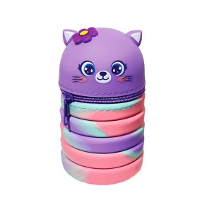 Silikonska pernica prazna Spirit Flex KItty 13x7x7cm ljubičasta roze tirkiz