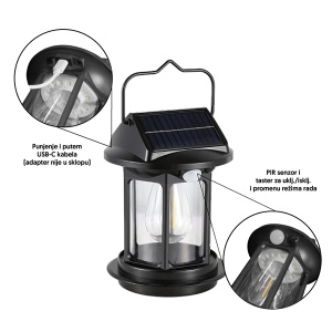 Solarna lampa fenjer sa senzorom pokreta 20463-5702 - Img 4