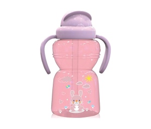 Sportska Flašica Sa Slamčicom I Ručkama 6m+ 325ml Roze Lorelli Animals 10200770002