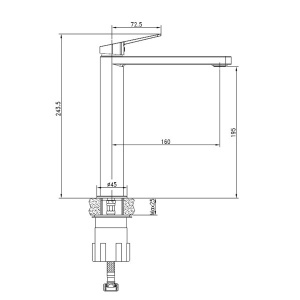 Stojeća baterija za lavabo Wisla crna 25mm visoka Conart SACWI2 - Img 2