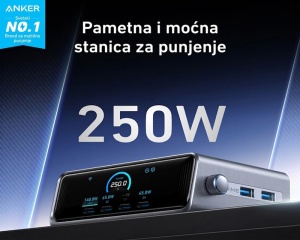 Stoni punjač Anker Prime 250W GaN 6 portova sa ekranom srebrni - Img 4
