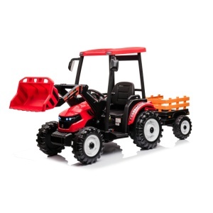 Traktor Sa Prikolicom i Utovarivačem Crveni Premium Oprema 24V7A