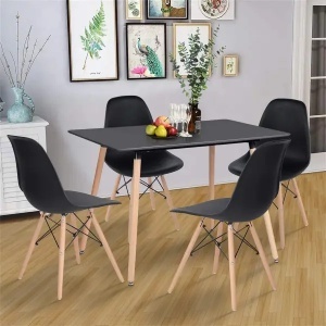 Trpezarijski pravougaoni sto 120x80 cm sa drvenim nogarima crni Lemon 25-KS004 - Img 3
