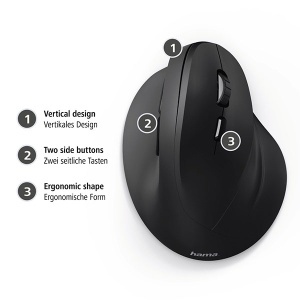 Vertikalni ergonomski žičani miš EMC-500 HAMA, Crni 182698 - Img 3