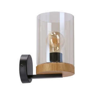 Zidna Lampa Crna + Drvo 1x40W E27 Wels 15045