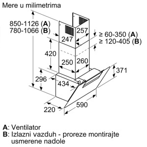 Zidni aspirator 60cm serija 2 Bosch DWK67EM60 - Img 4