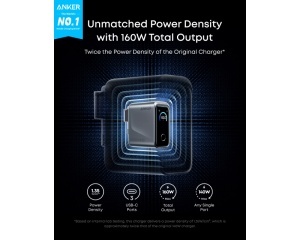 Zidni punjač Anker Prime 160W GaN 3x USB-C srebrni - Img 3