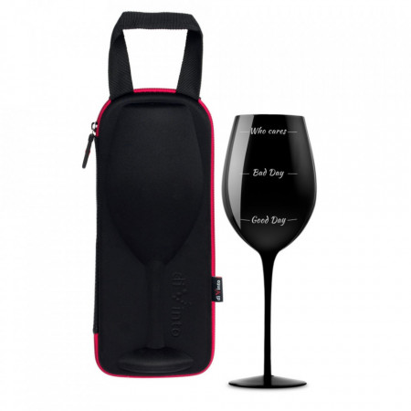 Pahar urias Moods negru de vin in carcasa Elegance