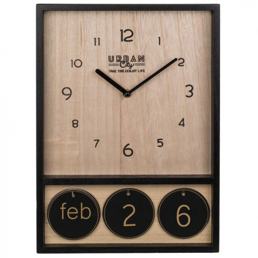 Ceas din lemn cu Calendar perpetuu