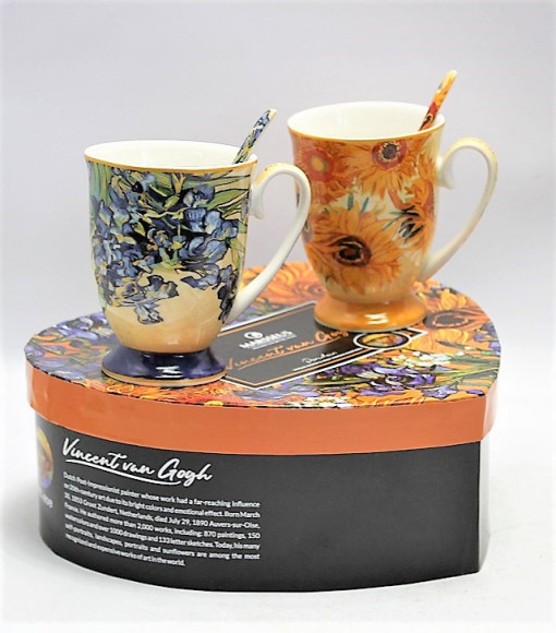Set cadou 2 cani Van Gogh - Floarea Soarelui si Irisi - 250 ml