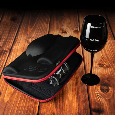 Set de pahar urias Moods negru pentru vin si pahar Moods de whisky in carcasa Elegance