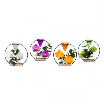 Aranjament Round Orchid cu suport de lumanari metalic alb 19x18 cm