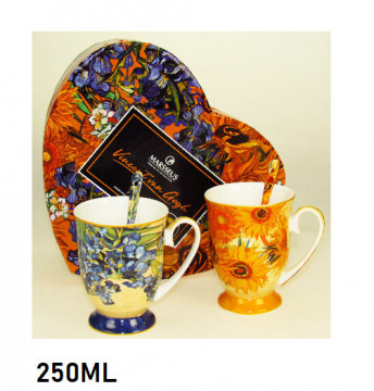 Set cadou 2 cani Van Gogh - Floarea Soarelui si Irisi - 250 ml