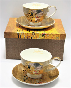 Set cafea espresso 2 pers Klimt -The Kiss - Auriu 250 ml